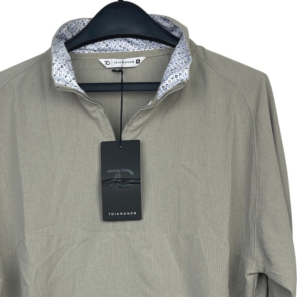 NEW 7 Diamonds Oxygenate Quarter 1/4 Zip Mens M Sand Tan Golf Pullover $125